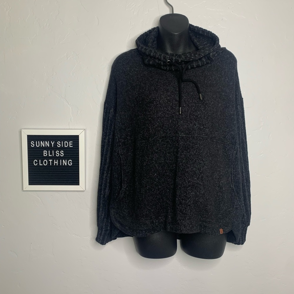 Rip Curl Gray Cozy Fleece Roll Neck Drawstring Pullover Sweater Size XS